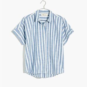 Madewell Cropped Button-Down Shirt Striped Blue​​
